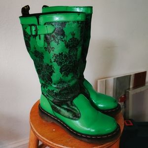 Dr. Martens Nellie Damask Festival Floral Rain Boots Green 38 UK 5